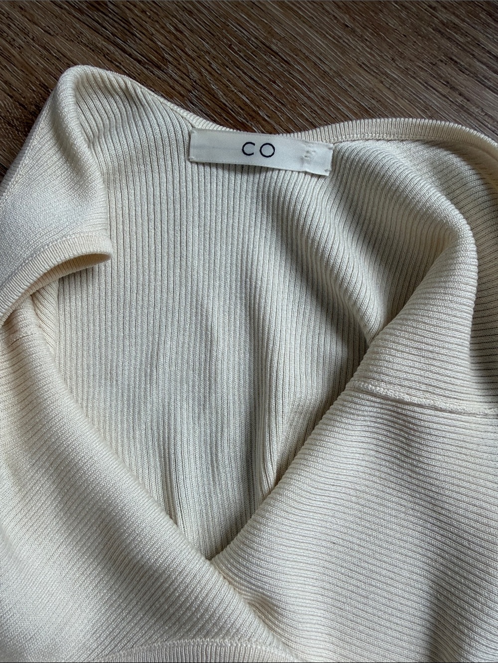 CO Cream Ribbed Scoop Neck Silk Tank Top - Picture 5 of 6